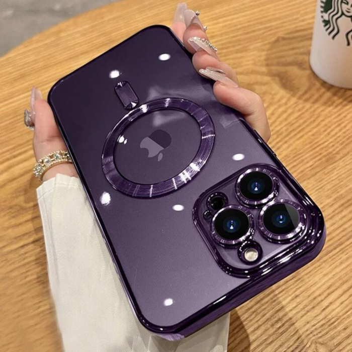 Husa Luxury MagSafe cu Protectie Lentile Camera si Anti-Shock pentru iPhone 14 Plus, Deep Purple [3]