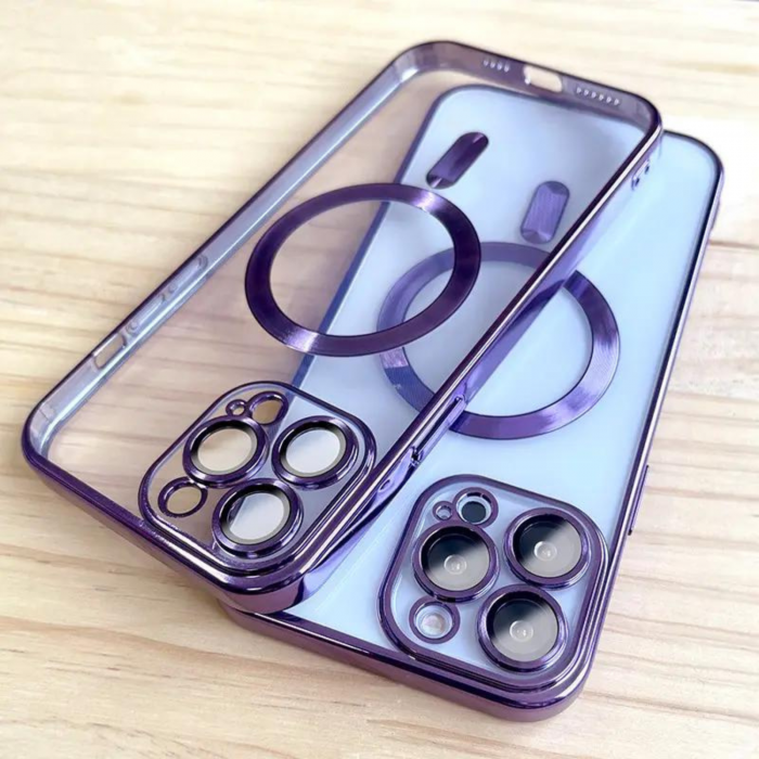 Husa Luxury MagSafe cu Protectie Lentile Camera si Anti-Shock pentru iPhone 14 Plus, Deep Purple [4]