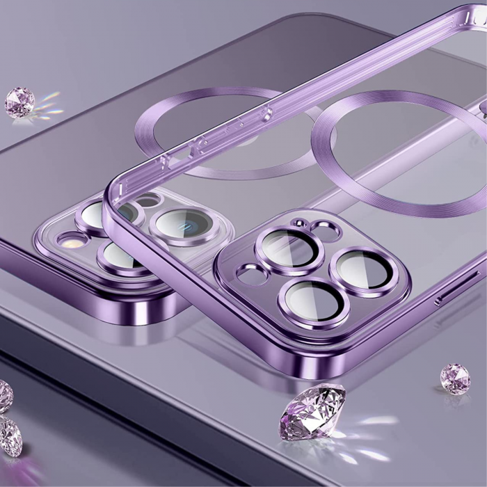 Husa Luxury MagSafe cu Protectie Lentile Camera si Anti-Shock pentru iPhone 15 Pro Max, Purple [2]