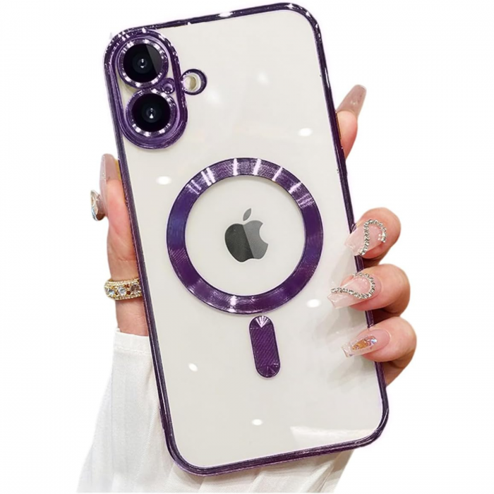 Husa Luxury MagSafe cu Protectie Lentile Camera si Anti-Shock pentru iPhone 16, Deep Purple [3]