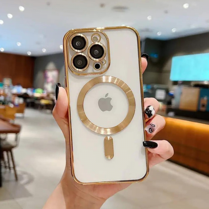 Husa Luxury MagSafe cu Protectie Lentile Camera si Anti-Shock pentru iPhone 12, Gold [5]