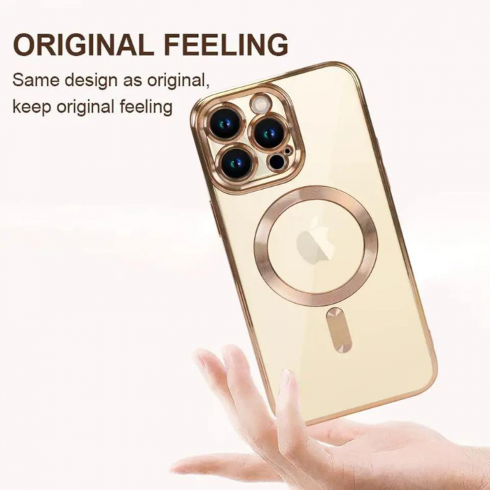 Husa Luxury MagSafe cu Protectie Lentile Camera si Anti-Shock pentru iPhone 14 Pro, Gold [8]