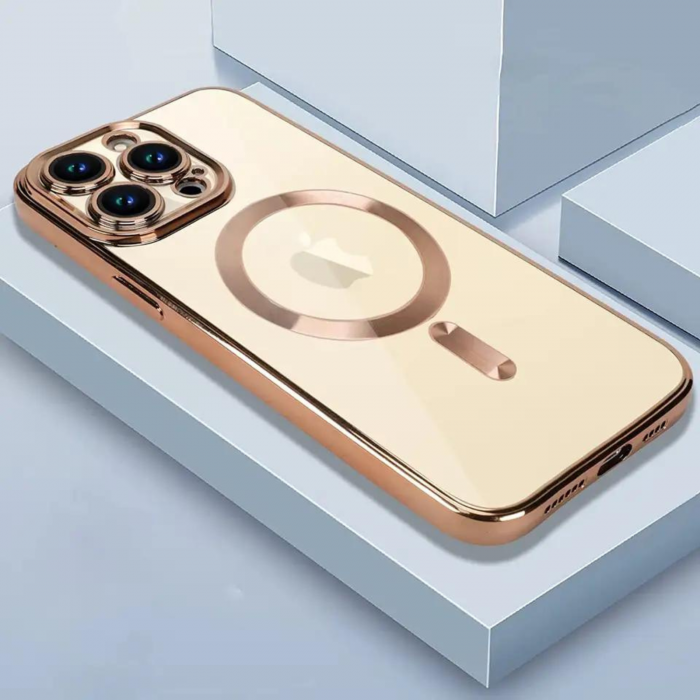 Husa Luxury MagSafe cu Protectie Lentile Camera si Anti-Shock pentru iPhone 14 Pro, Gold [7]
