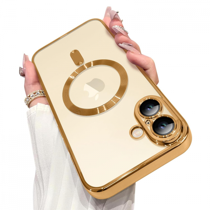 Husa iPhone 17, Luxury MagSafe cu Protectie Lentile Camera si Anti-Shock, Gold [3]