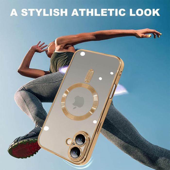 Husa Luxury MagSafe cu Protectie Lentile Camera si Anti-Shock pentru iPhone 16 Plus, Gold [5]