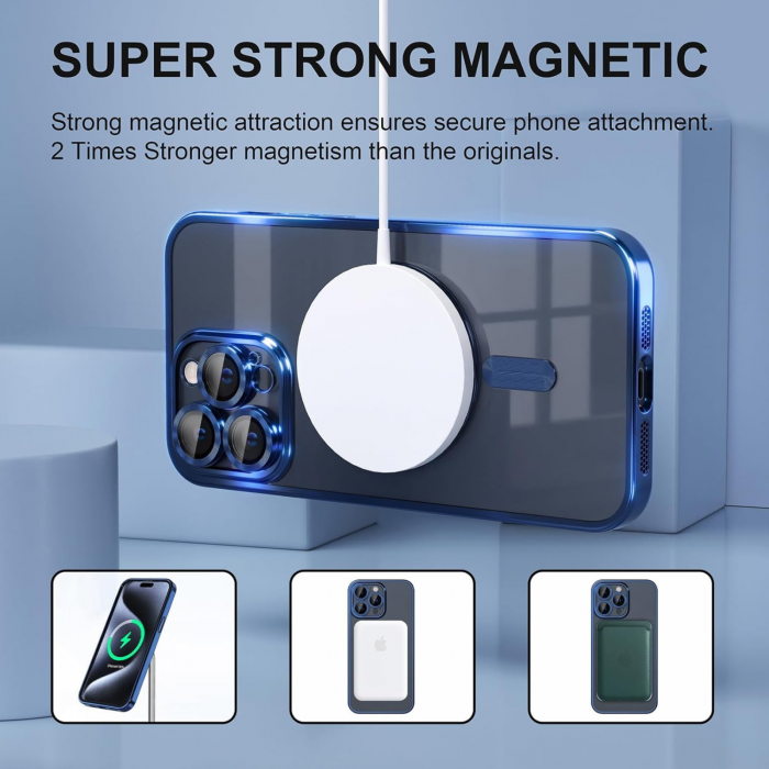Husa pentru iPhone 13 Pro Max, Luxury MagSafe Anti-Shock cu Protectie Lentile Camera, Blue [8]