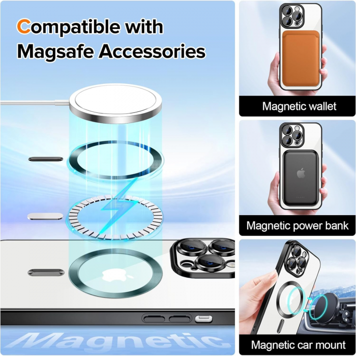 Husa Luxury MagSafe cu Protectie Lentile Camera si Anti-Shock pentru iPhone 14 Plus, Black [6]