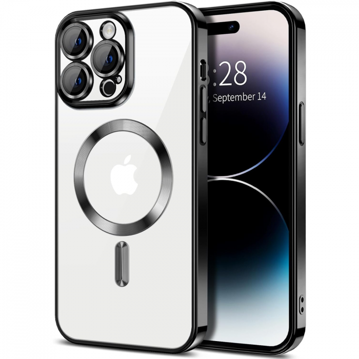 Husa Luxury MagSafe cu Protectie Lentile Camera si Anti-Shock pentru iPhone 14 Plus, Black [1]