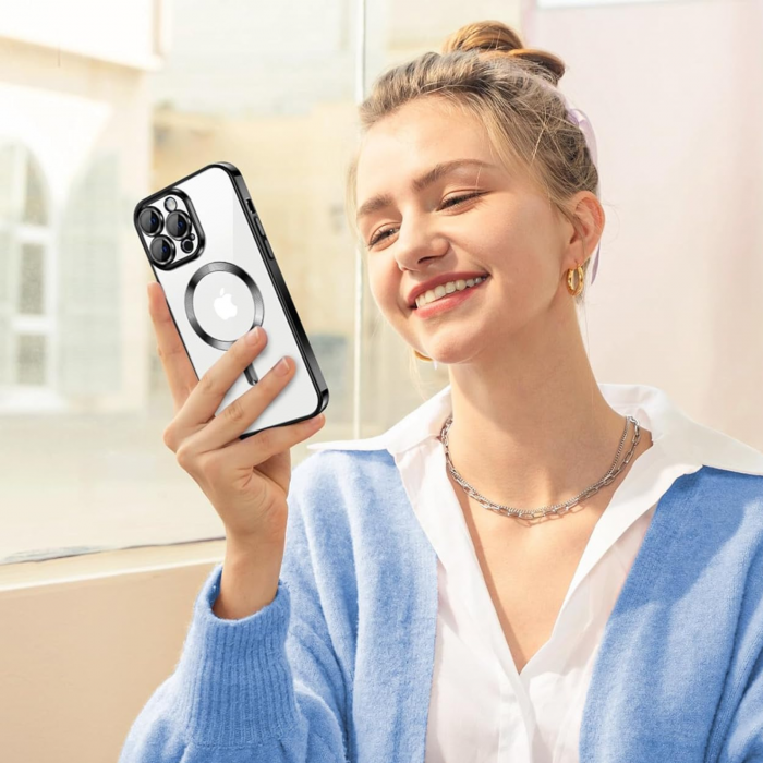 Husa Luxury MagSafe cu Protectie Lentile Camera si Anti-Shock pentru iPhone 14 Plus, Black [9]
