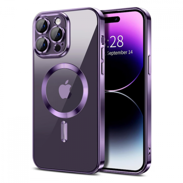 Husa Luxury MagSafe cu Protectie Lentile Camera si Anti-Shock pentru iPhone 14 Plus, Deep Purple [1]