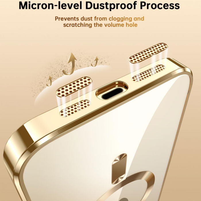Husa Luxury MagSafe cu Protectie Lentile Camera si Anti-Shock pentru iPhone 14 Pro, Gold [11]