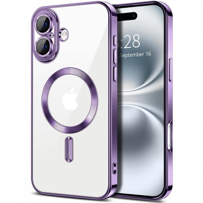 Husa Luxury MagSafe cu Protectie Lentile Camera si Anti-Shock pentru iPhone 16, Deep Purple [1]