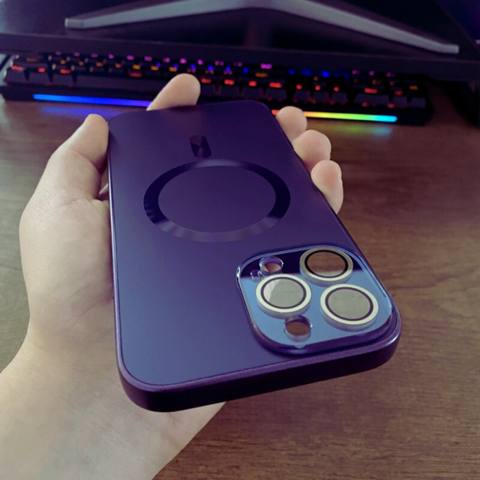 Husa iPhone 16 Plus, MagSafe AG Glass Shockproof - Protectie Camera , Deep Purple Mat [2]