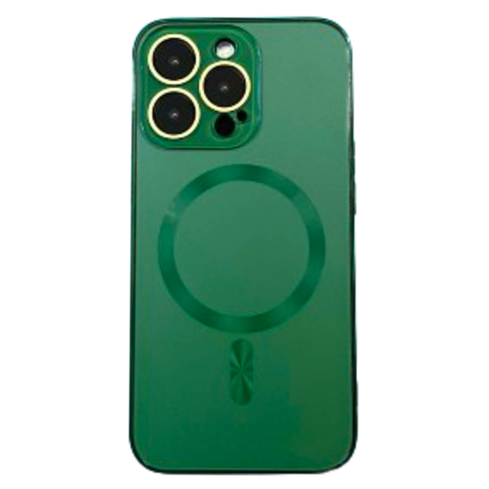 Husa iPhone 14, MagSafe AG Glass Shockproof - Protectie Camera - Verde Mat [1]