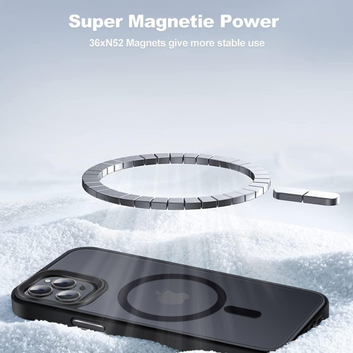 Husa pentru iPhone 13 Pro, MagSafe, Drop Resistant Shockproof, Matte Skin Black [9]
