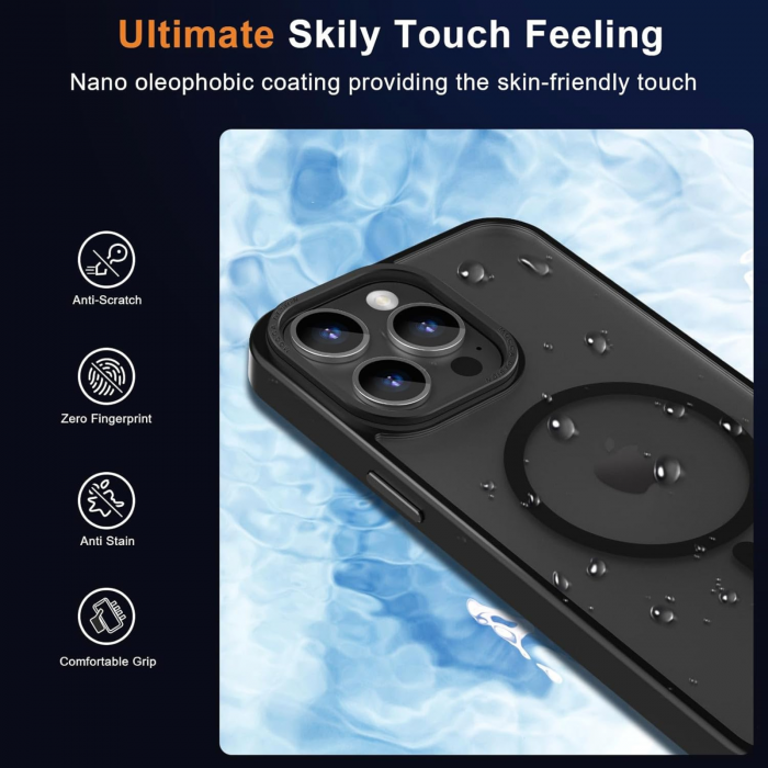 Husa pentru iPhone 12 Pro Max, MagSafe, Drop Resistant Shockproof, Matte Skin Black [4]