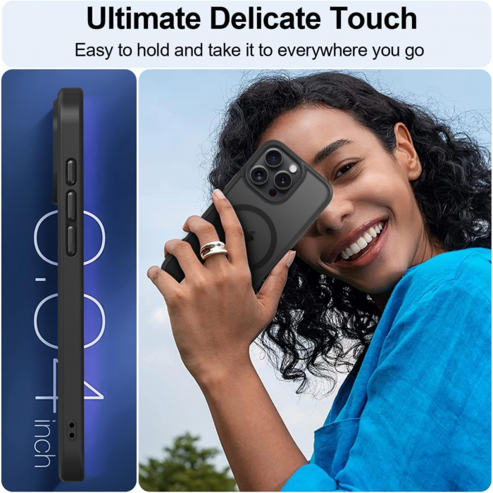 Husa pentru iPhone 15, MagSafe, Drop Resistant Shockproof, Matte Skin Black [5]