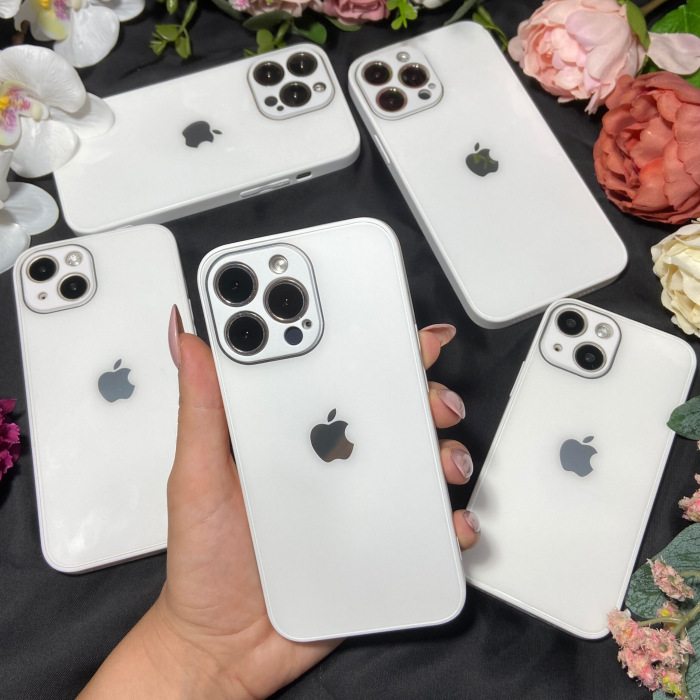 Husa Pentru Iphone 15, Sticla si Silicon, Alba [2]