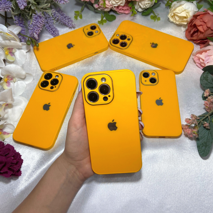 Husa Pentru iPhone 12 Sticla si Silicon, Orange-Lemon [1]