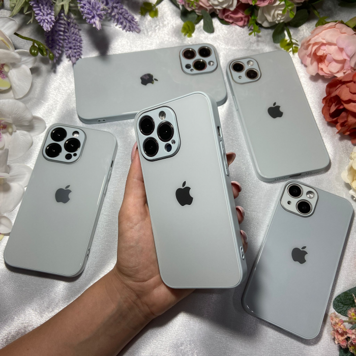 Husa Pentru Iphone 15 Plus Sticla si Silicon, Blue-Grey [2]