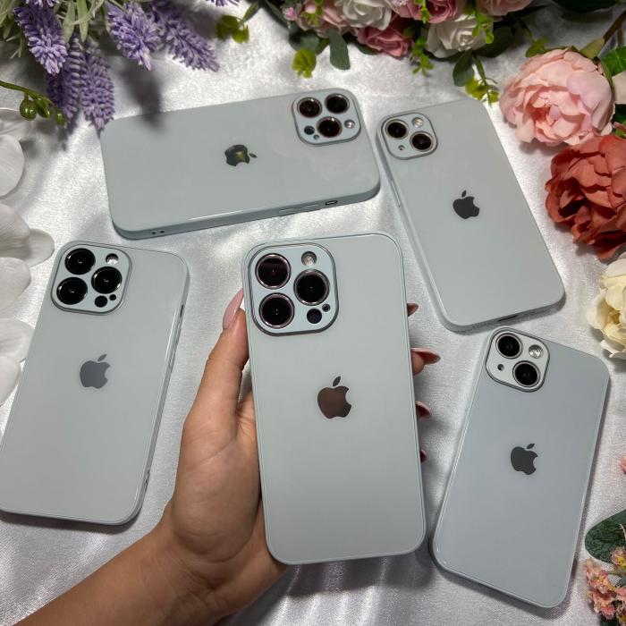 Husa Pentru Iphone 15 Sticla si Silicon, Blue-Grey [4]
