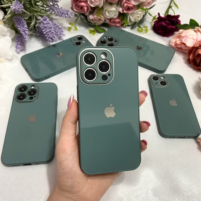 Husa Pentru iPhone 13 Pro Max, Sticla si Silicon, Green [1]