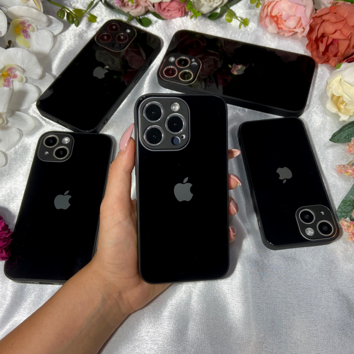 Husa pentru Iphone 14 Plus Sticla si Silicon, Neagra [2]