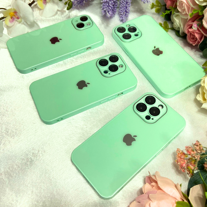 Husa Pentru Iphone 15 Plus, Sticla si Silicon, Green Lite [3]