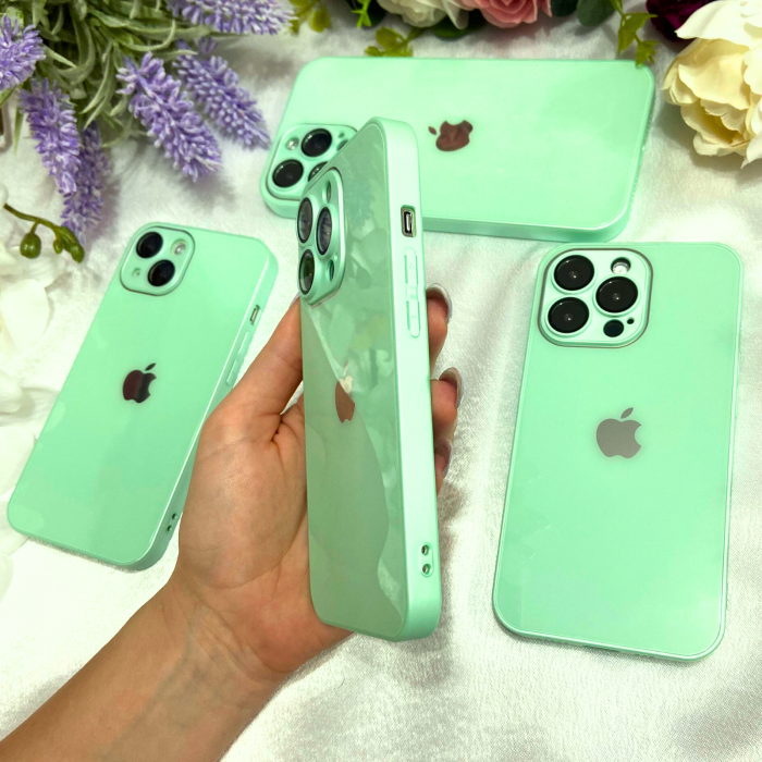 Husa Pentru Iphone 15 Plus, Sticla si Silicon, Green Lite [2]