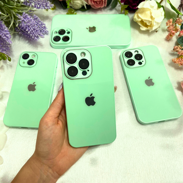 Husa Pentru Iphone 15 Plus, Sticla si Silicon, Green Lite [1]