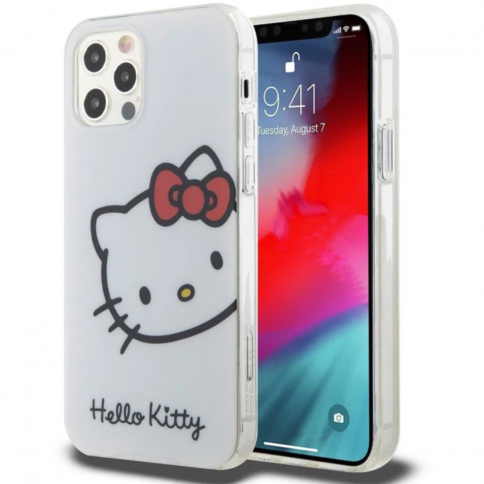 Husa pentru iPhone 15 Pro Max Hello Kitty IML Head Logo Case, White [2]