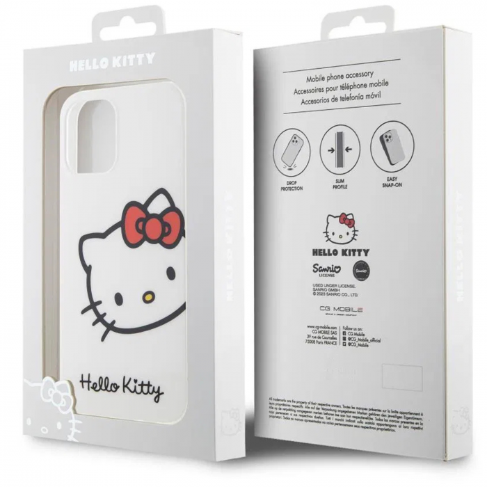 Husa pentru iPhone 12/12 Pro Hello Kitty IML Head Logo Case, White [6]