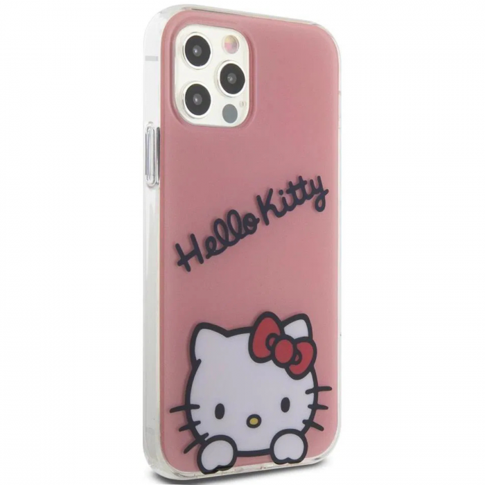 Husa pentru iPhone 12/12 Pro Hello Kitty IML Head Logo Case, Pink [3]