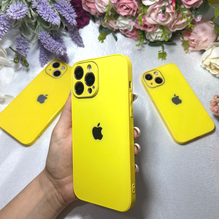 Husa Pentru Iphone 14, Sticla si Silicon, Lemon [2]