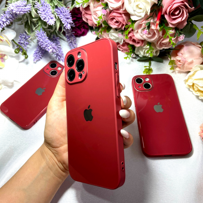 Husa Pentru Iphone 14 Pro Sticla si Silicon, Red [2]