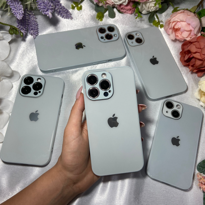 Husa Pentru Iphone 13 Pro Sticla si Silicon, Blue-Grey [1]