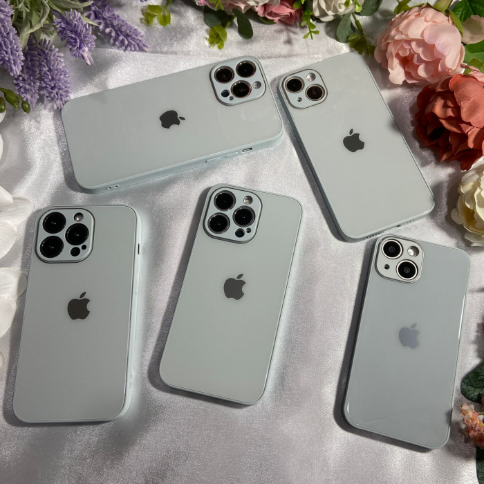 Husa Pentru Iphone 13 Pro Sticla si Silicon, Blue-Grey [4]