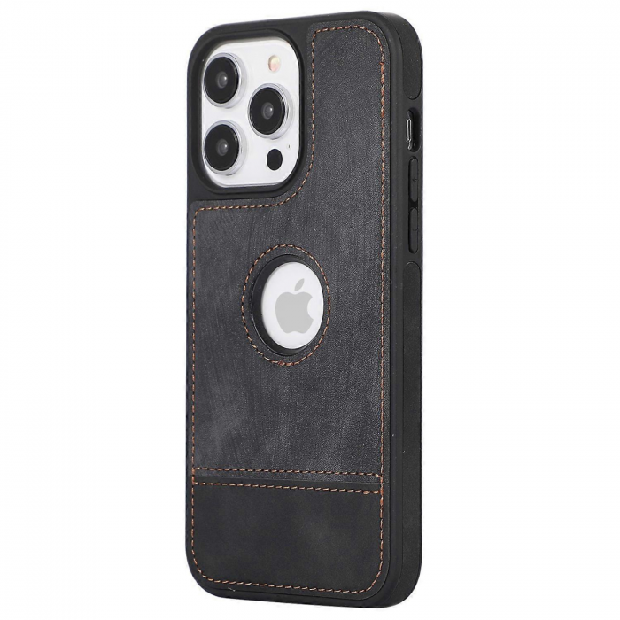 Husa pentru iPhone 15 din Piele, New Business, Graphite Black Mat [3]