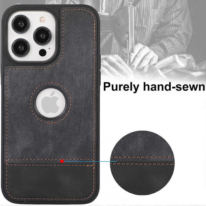 Husa pentru iPhone 15 Plus din Piele, New Business, Graphite Black Mat [7]