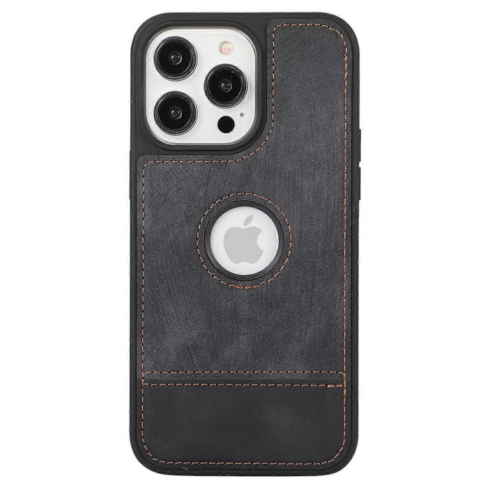 Husa pentru iPhone 15 din Piele, New Business, Graphite Black Mat [1]