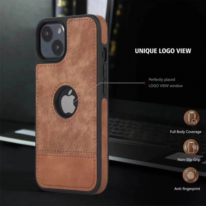 Husa pentru iPhone 15 din Piele, New Business, Brown Mat [3]