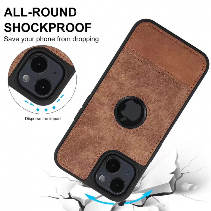 Husa pentru iPhone 15 din Piele, New Business, Brown Mat [5]