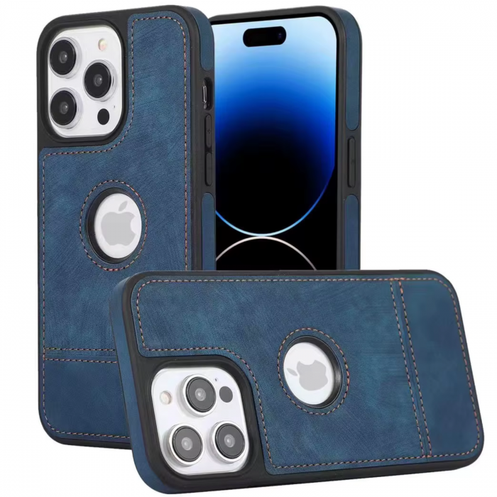 Husa pentru iPhone 15 Pro din Piele, New Business, Blue Mat [2]