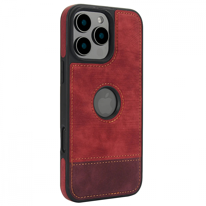 Husa pentru iPhone 16 din Piele, New Business, Rosu Mat [3]