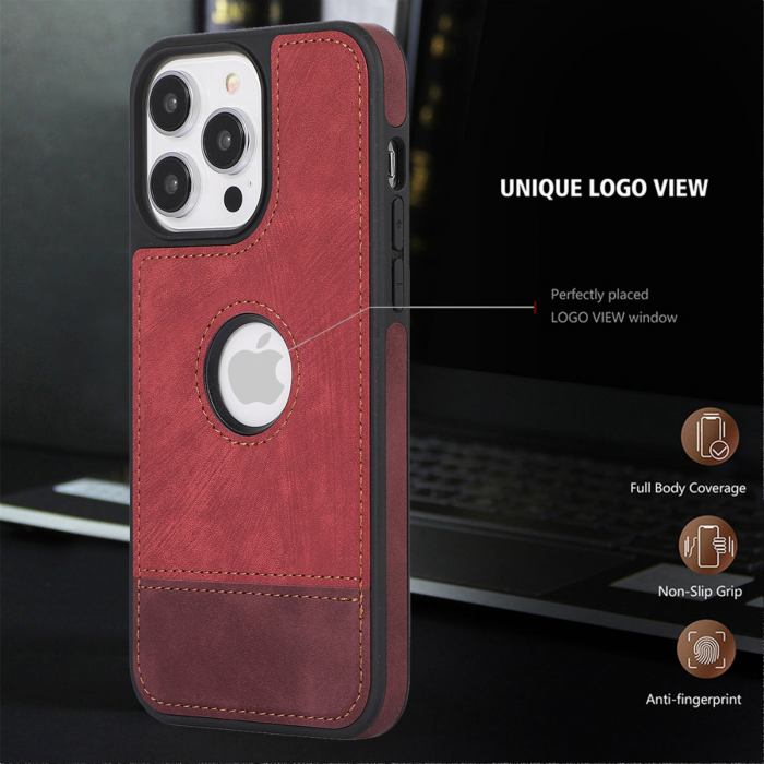 Husa pentru iPhone 14 Pro Max din Piele, New Business, Rosu Mat [4]