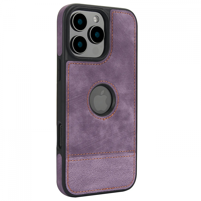 Husa pentru iPhone 15 Pro din Piele, New Business, Purple Mat [3]