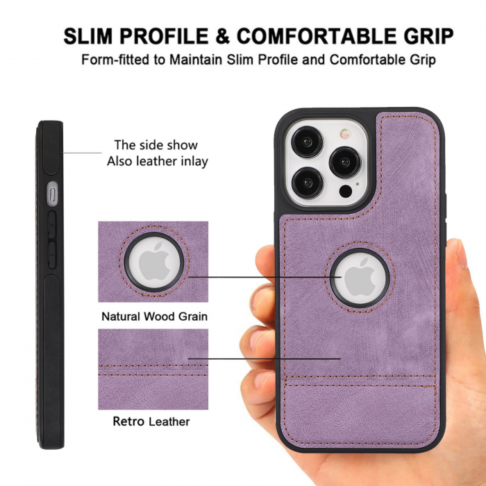 Husa pentru iPhone 15 Pro Max din Piele, New Business, Purple Mat [6]