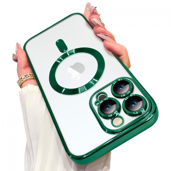 Husa pentru iPhone 13 Pro Max, Luxury MagSafe Anti-Shock cu Protectie Lentile Camera, Green [4]