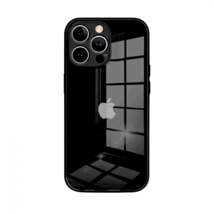 Husa pentru Iphone 14 Plus Sticla si Silicon, Neagra [1]