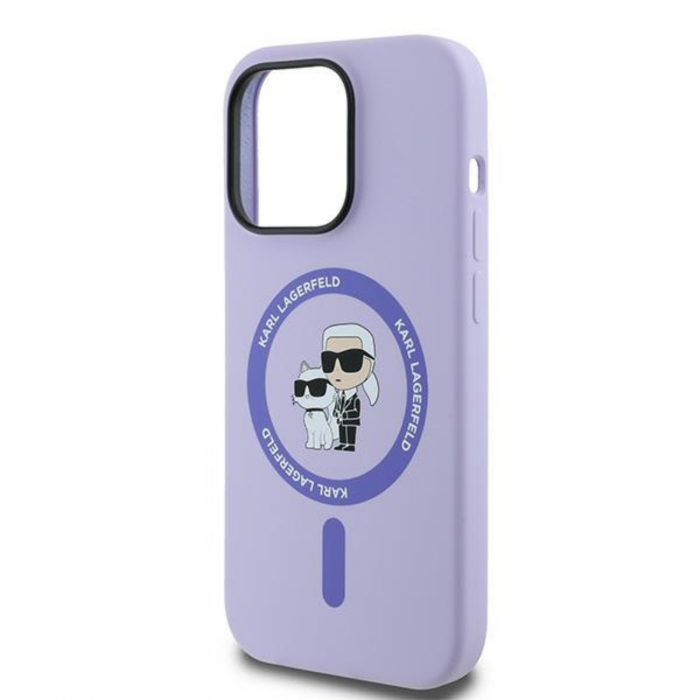 Husa pentru iPhone 14 Pro Karl Lagerfeld Silicone Ring MagSafe (KLHMP14LSCMKCRHU) Karl&Choupette, Purple [5]